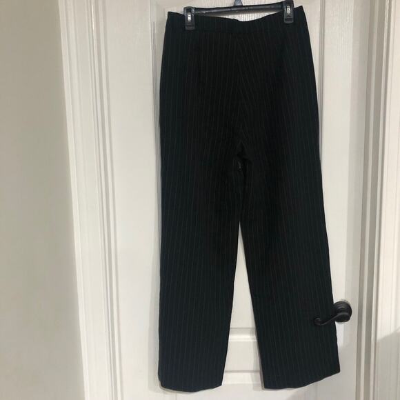 Commense Women's Pinstripe Wide Leg Pants Pleated Relaxed Fit Black Large NWT - Picture 5 of 7